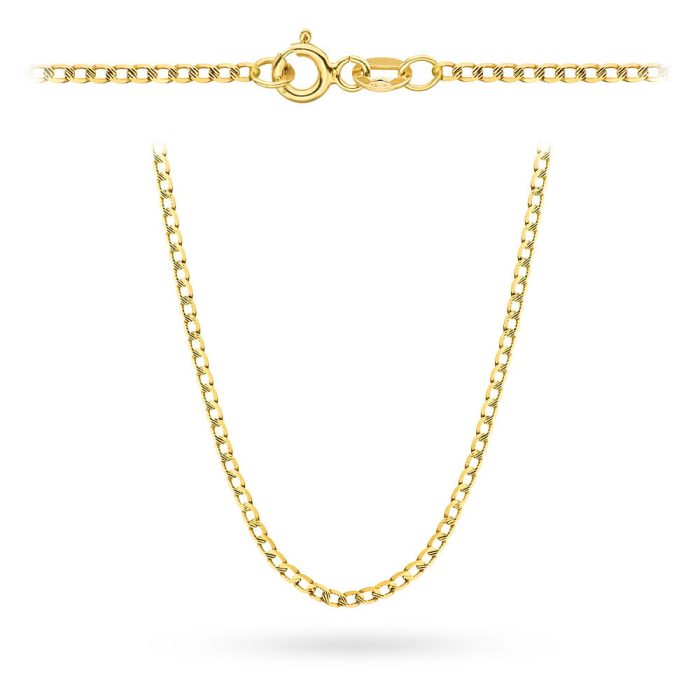 Łańcuszek złoty pr. 585 - splot pancerka diamentowana / nacinana 50cm